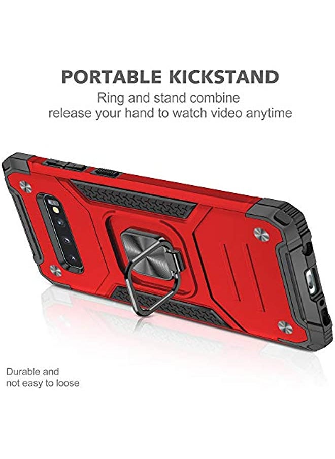 erorex - NIUNU Case for Samsung Galaxy S10 PLUS, Dual Layer Hybrid Shockproof Protective Case with Ring Stand & Magnetic Car Mount Function Back Cover (S10PLUS, RED) - Image 1