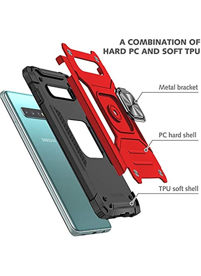 erorex - NIUNU Case for Samsung Galaxy S10 PLUS, Dual Layer Hybrid Shockproof Protective Case with Ring Stand & Magnetic Car Mount Function Back Cover (S10PLUS, RED) - Image 1