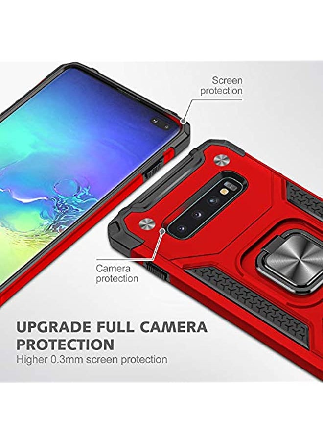 erorex - NIUNU Case for Samsung Galaxy S10 PLUS, Dual Layer Hybrid Shockproof Protective Case with Ring Stand & Magnetic Car Mount Function Back Cover (S10PLUS, RED) - Image 1