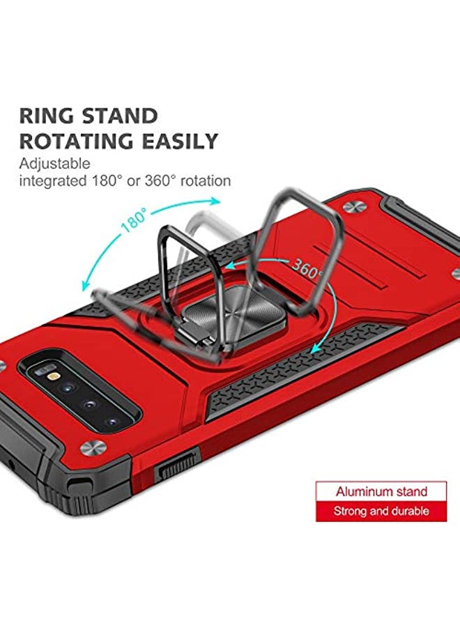 erorex - NIUNU Case for Samsung Galaxy S10 PLUS, Dual Layer Hybrid Shockproof Protective Case with Ring Stand & Magnetic Car Mount Function Back Cover (S10PLUS, RED) - Image 1