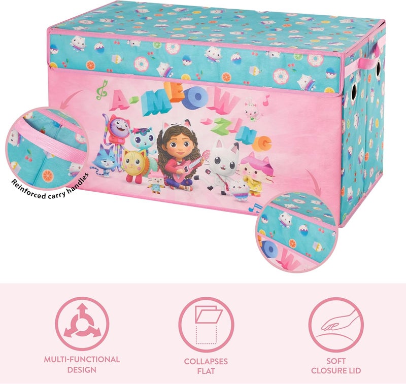 آيديا نوفا صندوق تخزين الأطفال القابل للطي من Gabbys Dollhouse، متين بغطاء ناعم، مقاس 28.5 × 14.5 × 16 بوصة - Image 3