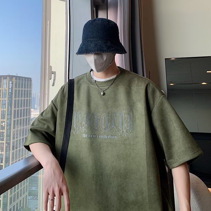 2023 Heavy T-Shirt Men'S Summer Suede American Style Retro Short-Sleeved Large Size Popular Brand Loose Round Neck T-Shirt - Image 1