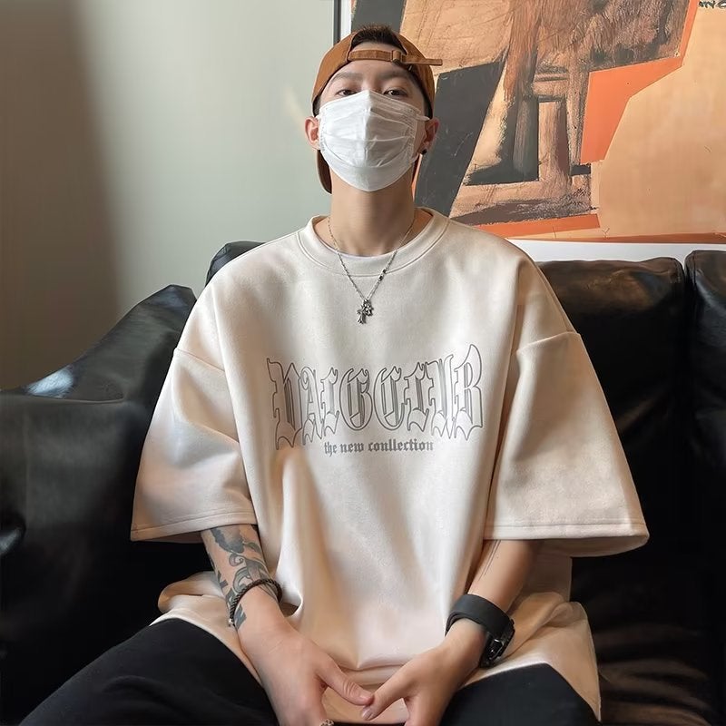 2023 Heavy T-Shirt Men'S Summer Suede American Style Retro Short-Sleeved Large Size Popular Brand Loose Round Neck T-Shirt - Image 4