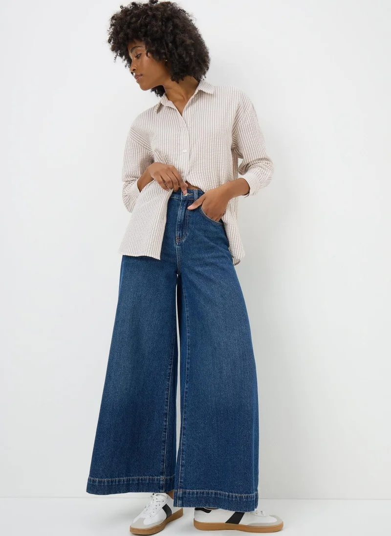 ماتلان Beige Seersucker Striped Shirt