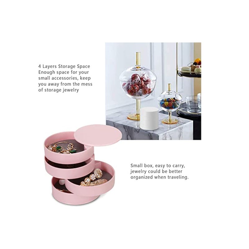 SOLARAE Jewelry Organizer, Small Jewelry Storage Box Earring Holder for Women, 5-Layer Rotating Travel Jewelry Tray Case with Lid for Bracelets Rings Bracelets - Image 3