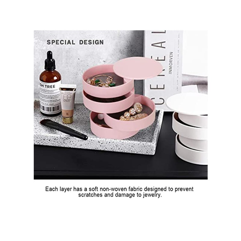 SOLARAE Jewelry Organizer, Small Jewelry Storage Box Earring Holder for Women, 5-Layer Rotating Travel Jewelry Tray Case with Lid for Bracelets Rings Bracelets - Image 4
