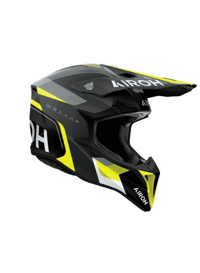 AIROH WRAAAP CONQUER YELLOW MATT Helmet - Image 2