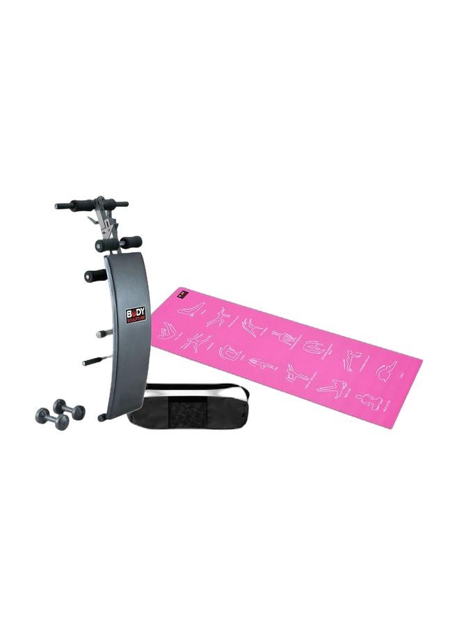 BODY SCULPTURE Instructional Yoga Mat Pink & Sit Up Bench with 3kg Dumbbells Combo  - Image 1