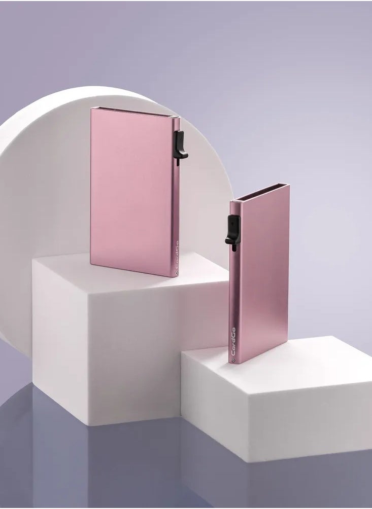 Generic CardGo Pink Aluminum Cardholder – RFID-Protected Slim Wallet with Pop-Up Access for Up to 6 Cards – Stylish Unisex Gift, Premium Metal Case & Gift Box 