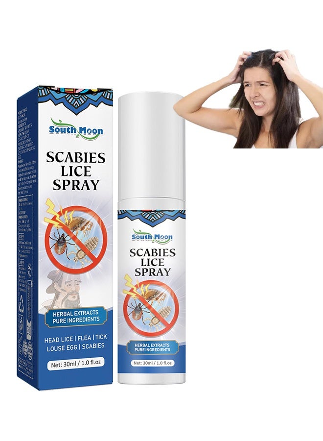 SOUTH MOON Scabies Lice Spray 30ml, Hair Lice Repellent Spray, Anti-Lice and Nits Topical Spray - Image 1