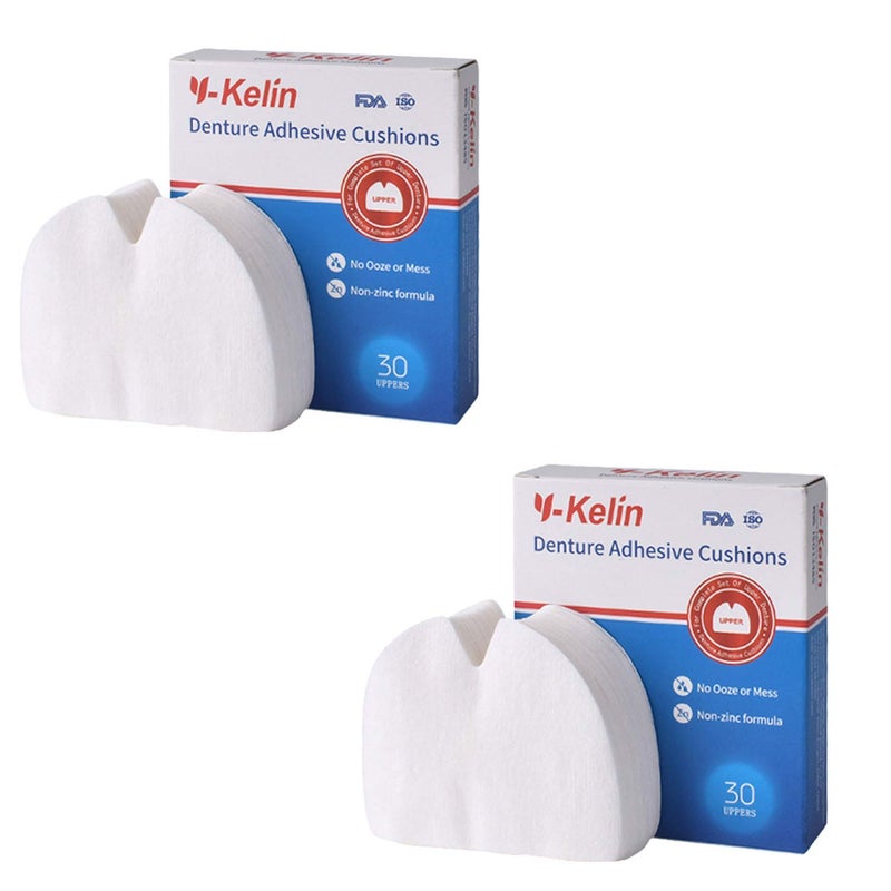 YKelin Denture Adhesive Cushions Upper AdhesiveFree Denture Pads for Sore Gums 30 Pads2 60 Strips