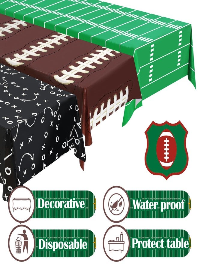 BeadRiver 3PCS Football Party Decorations Disposable Plastic Tablecloth for Sports Themed Decor Birthday Party Supplies 54 X 108 Inch - Image 3