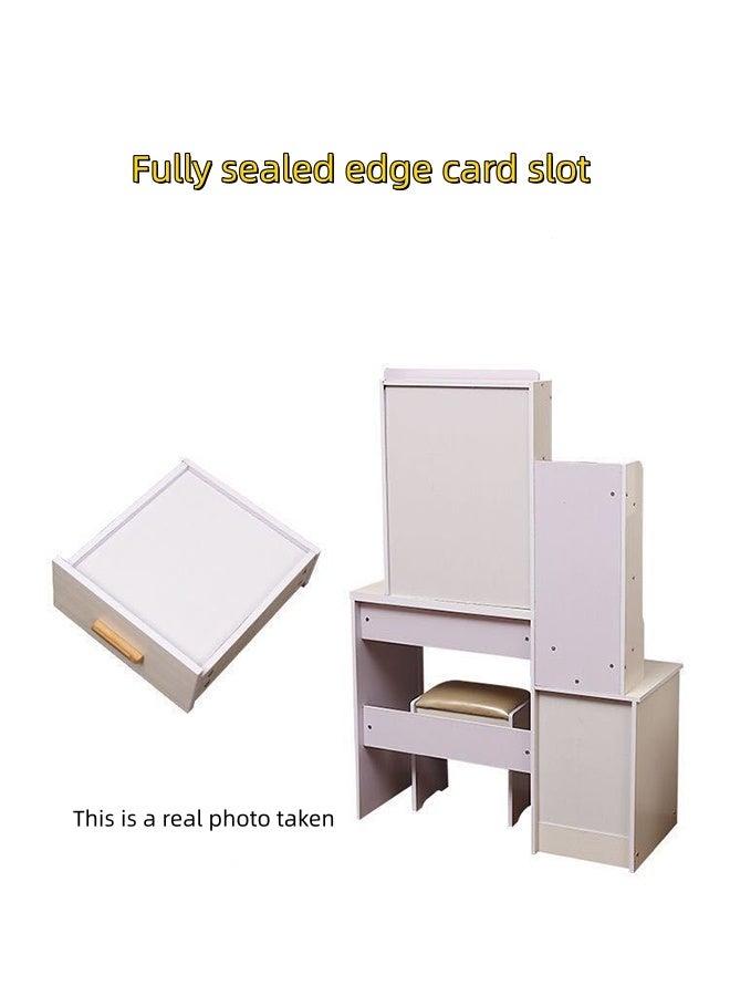 JCB CHIC 3 in 1 Vanity Desk with LED Mirror,Makeup Vanity with Drawer and Cushion Stool,Dressing Table Vanity Set with 4 Drawers and Open Shelvesfor Bedroom, Rectangular  Mirror(100×40×145CM） - Image 5