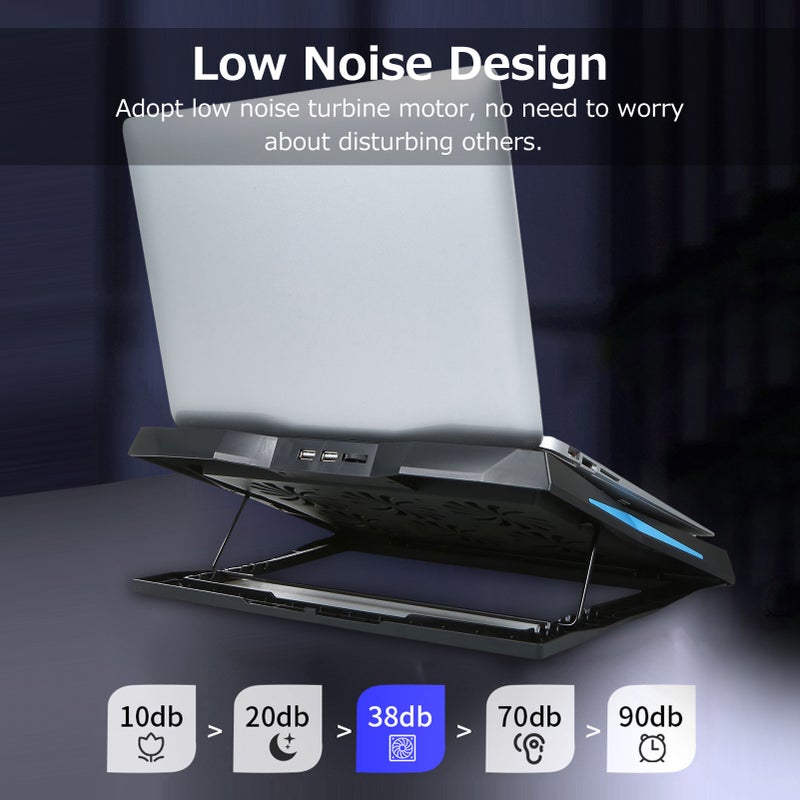 Foldable Laptop Cooler 6-fan Laptop Cooling Stand Low Noise with 6-level Adjustable Height Dual USB Ports Wide Compatibility - Image 4