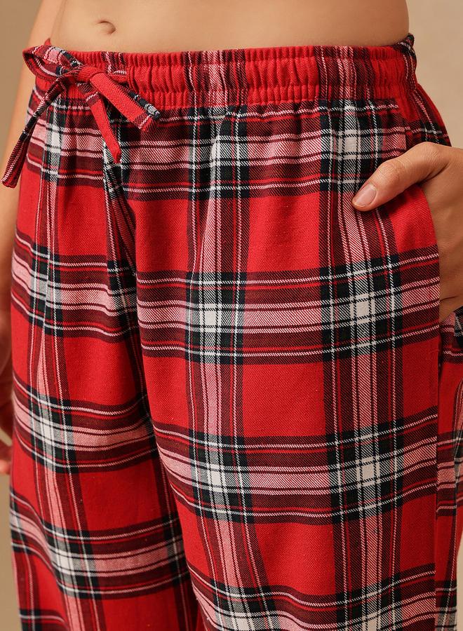 Clovia Checkered Button Down Shirt and Pyjama Set - Image 2