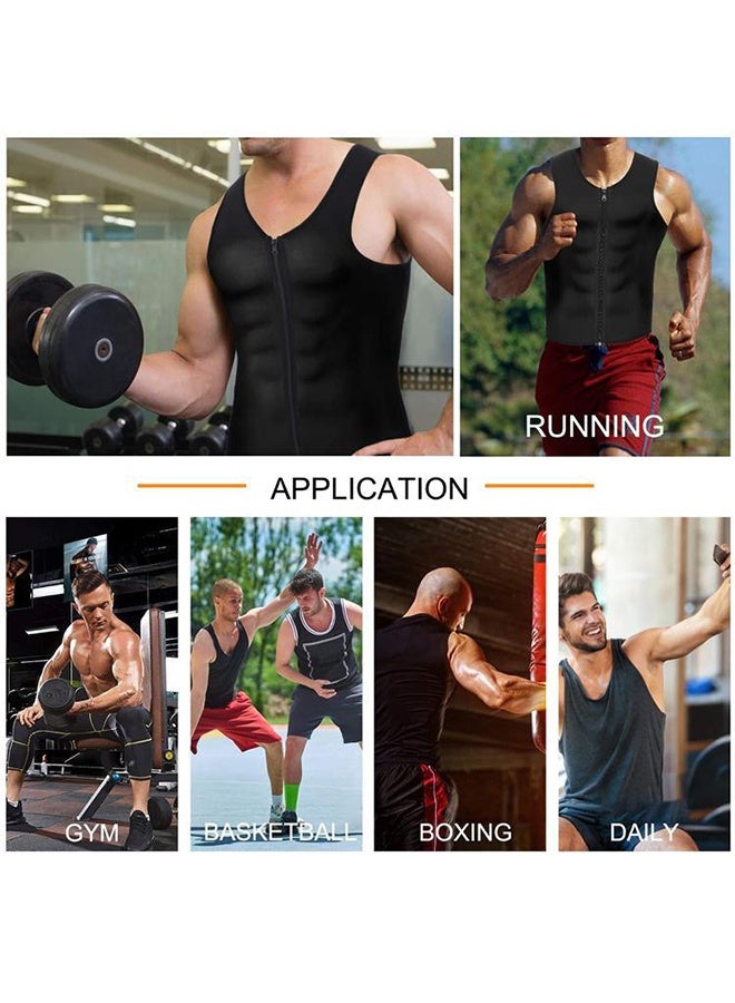 Men Sweat Sauna Vest,Adjustable Compression Tank Tops,Sleeveless Chest Compress Zipper Undershirts,Men Body Shaper Slimmer,Waist Trainer Corset For Workout Weight Loss Muscle Training Slimming-L
