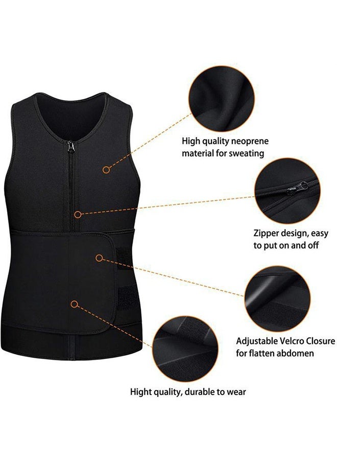 Men Sweat Sauna Vest,Adjustable Compression Tank Tops,Sleeveless Chest Compress Zipper Undershirts,Men Body Shaper Slimmer,Waist Trainer Corset For Workout Weight Loss Muscle Training Slimming-L