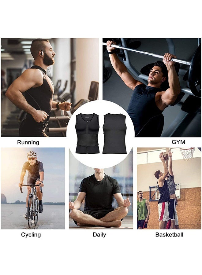 Men Sweat Sauna Vest,Adjustable Compression Tank Tops,Sleeveless Chest Compress Zipper Undershirts,Men Body Shaper Slimmer,Waist Trainer Corset For Workout Weight Loss Muscle Training Slimming-L