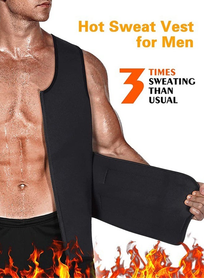 Men Sweat Sauna Vest,Adjustable Compression Tank Tops,Sleeveless Chest Compress Zipper Undershirts,Men Body Shaper Slimmer,Waist Trainer Corset For Workout Weight Loss Muscle Training Slimming-L
