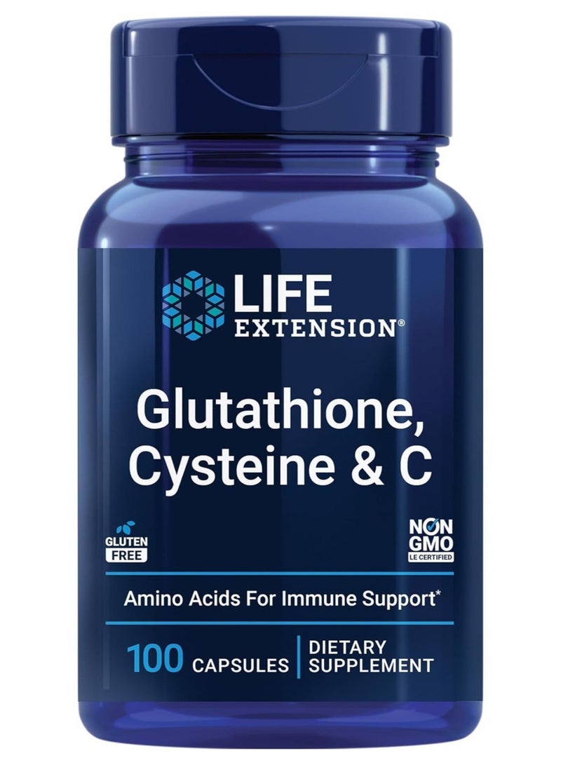Life Extension Glutathione, Cysteine & C, Amino Acids for Immune Support, Dietary Supplement - 100 Capsules - Image 1