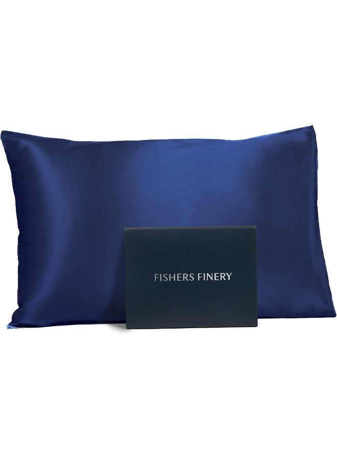 Fishers Finery 25mm Mulberry Silk Queen Pillowcase Navy - Image 5