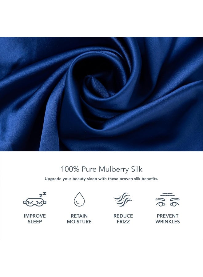 Fishers Finery 25mm Mulberry Silk Queen Pillowcase Navy - Image 2