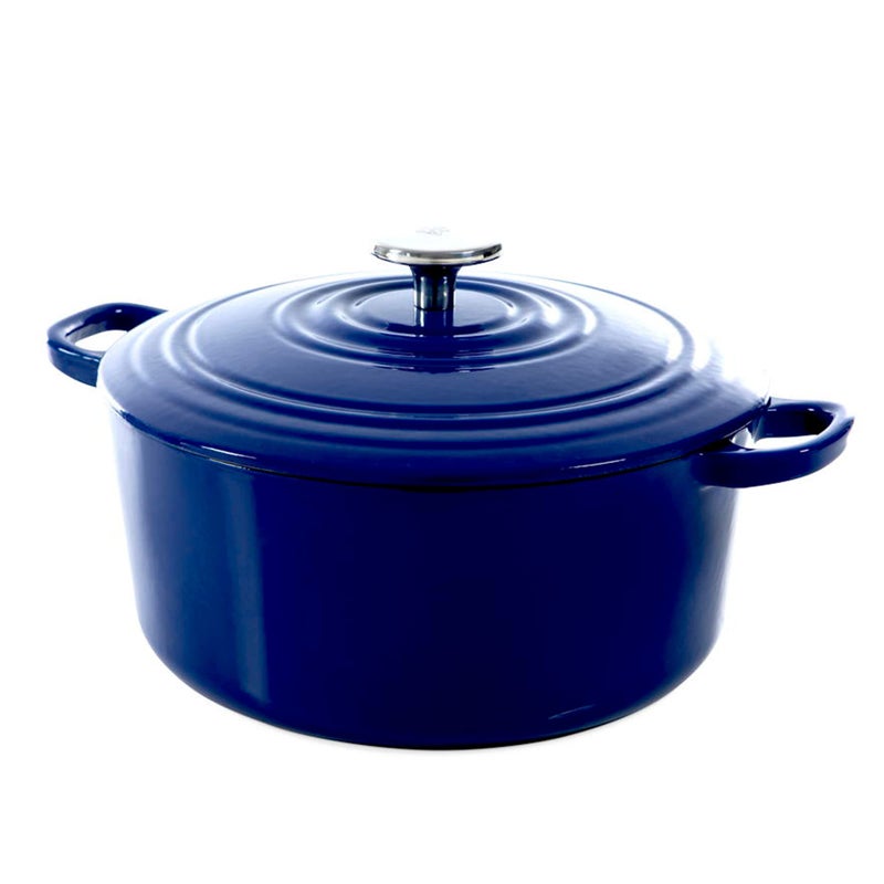 BK Bourgogne Enameled Cast Iron Induction 7QT Nonstick Dutch Oven PFAS Free Dishwasher Safe Royal Blue