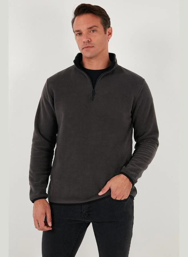 Buratti Slim Fit Half Zipper Stand Collar Polar Fleece Men's POLAR 5906003