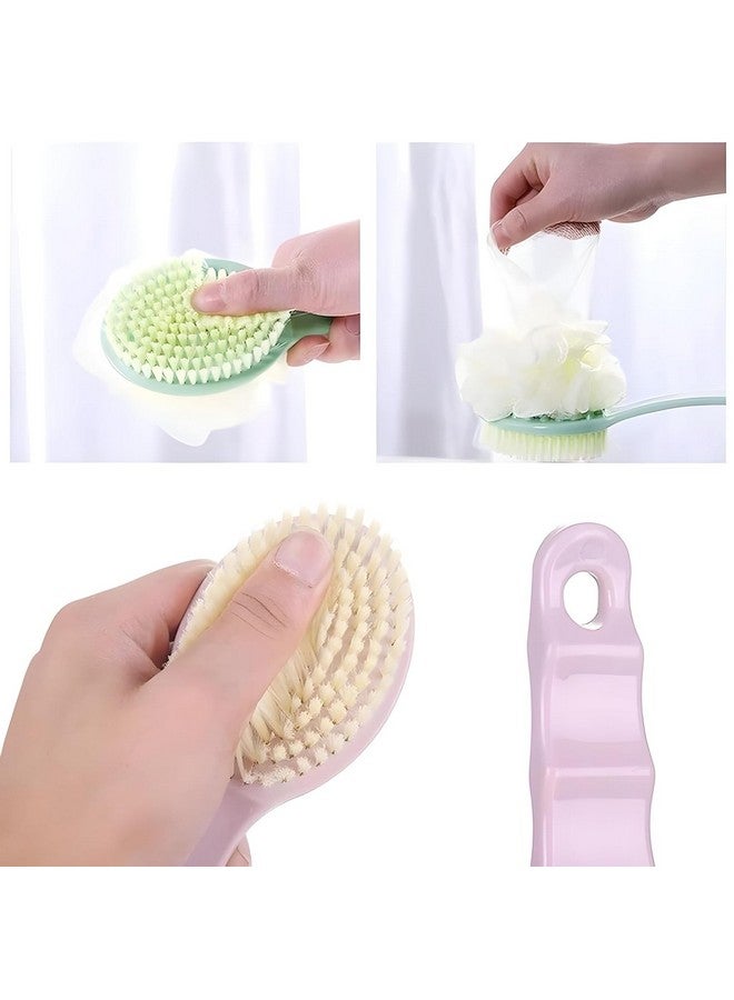 ARUP أروپ 2 في 1 لوفة مع مقبض فرشاة ظهر للاستحمام مع شعيرات ناعمة ومريحة ولوفة بمقبض طويل - فرشاة استحمام مزدوجة الجوانب (ألوان متعددة) - Image 2