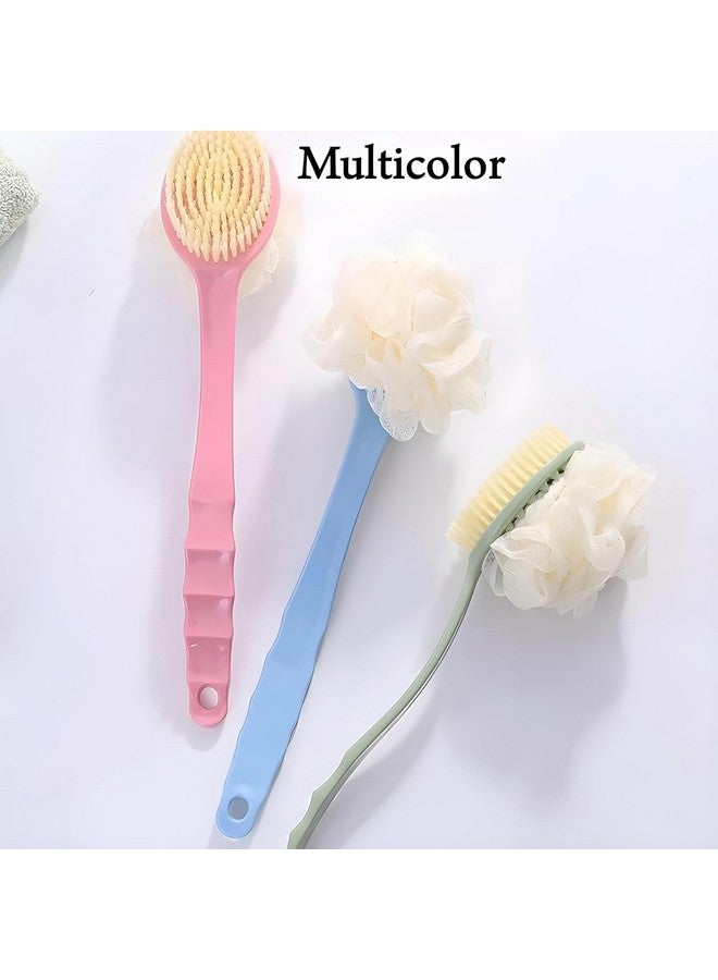 ARUP أروپ 2 في 1 لوفة مع مقبض فرشاة ظهر للاستحمام مع شعيرات ناعمة ومريحة ولوفة بمقبض طويل - فرشاة استحمام مزدوجة الجوانب (ألوان متعددة) - Image 4