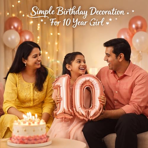 Propsicle Rose Gold Foil Number 10 Balloons 16 Inch, Pack of 2 Ten Digit Balloons for Birthday Decoration, Anniversary Decoration, Supports Helium and Air Inflation - Image 4