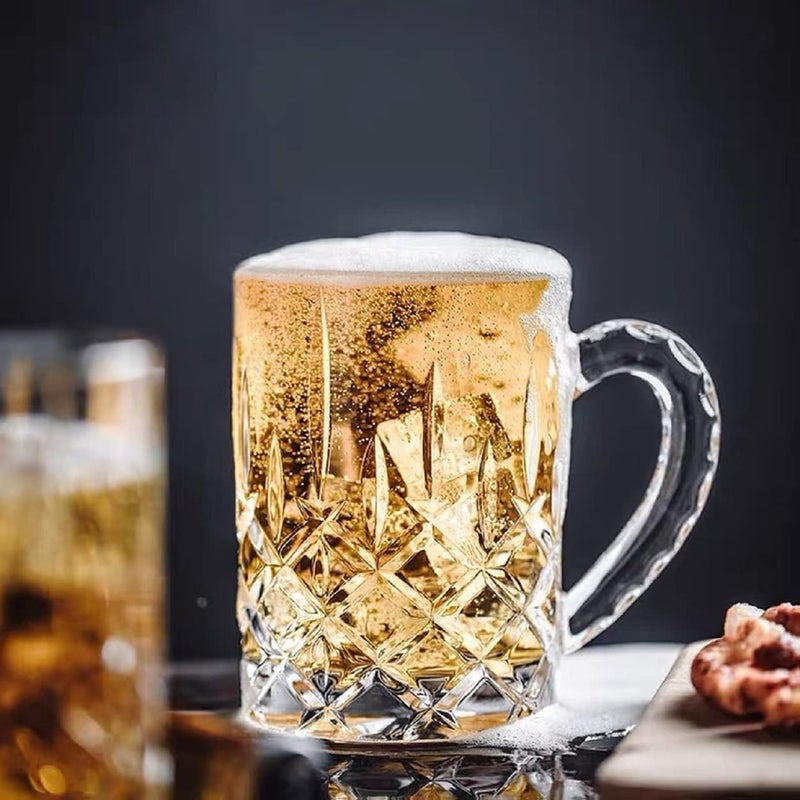 HEIP HEIP Italin Premium Luxury Crystal Beer Mags Imported with Handle 410ml Premium Fancy Beer Mug Set of 6 - Image 3