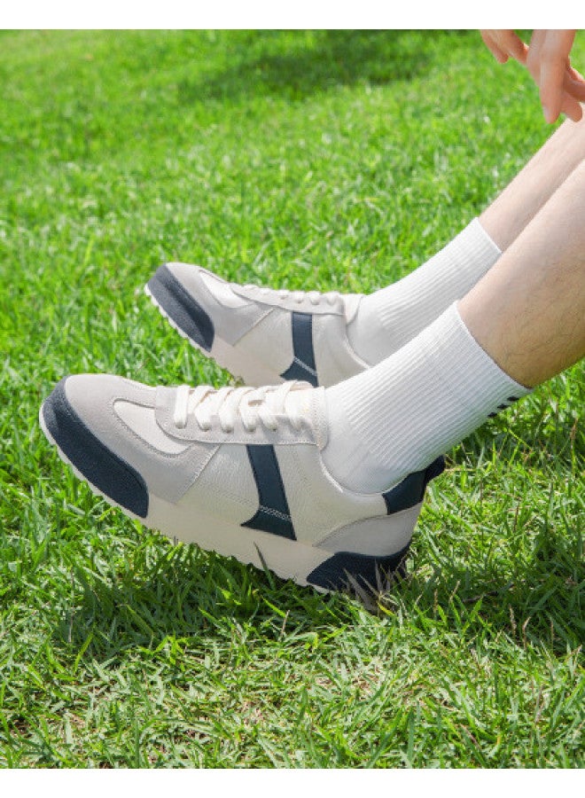 Goldlion Retro Casual German Training Shoes, 25 Autumn Style Color-block Men's Sneakers, Platform Thick Sole Height-increasing White Shoes, Men's Casual Shoes - Image 1