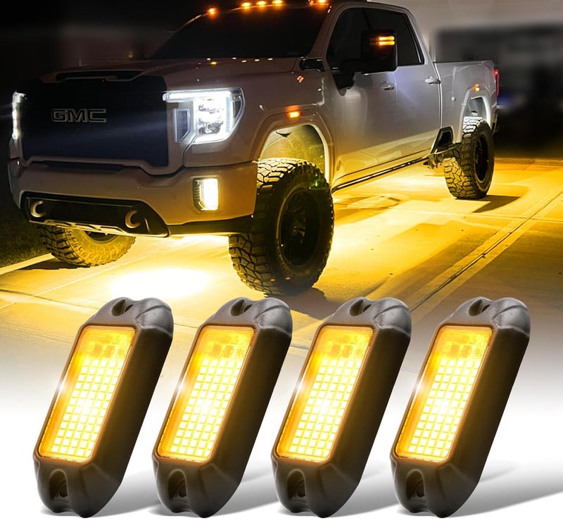 Nicoko 4Pods Pure Yellow 72 LEDs SMD Chips 72w High Power Rock Lights Super Bright Yellow Offroad Car Boat Underglow Lights IP68 Waterproof for Truck SUV UTV ATV RZR - Image 1