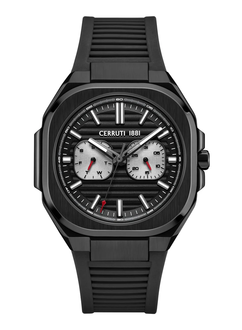 Leadri Black Dial Silicone Strap Multifunction Watch For Men, 31.5mm