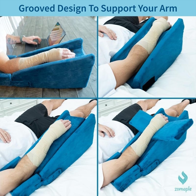 Zomaple Arm Elevation Pillow, Navy Blue â€“ Reduce Swelling & Pain with Elbow Support â€“ Adjustable, Gel-Infused Foam, Hot/Cold Gel Pack & Washable Cover â€“ Arm Support Pillow for Post-Surgery Recovery - Image 4