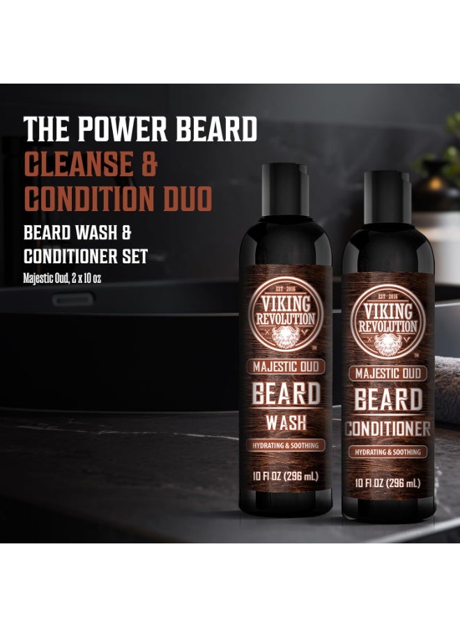 Viking Revolution Beard Wash and Beard Conditioner for Men with Argan Oil and Jojoba Oil - Beard Softener and Strengthener Beard Care Beard Shampoo and Conditioner with Beard Oil (10oz, Majestic Oud) - Image 2