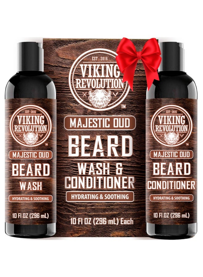 Viking Revolution Beard Wash and Beard Conditioner for Men with Argan Oil and Jojoba Oil - Beard Softener and Strengthener Beard Care Beard Shampoo and Conditioner with Beard Oil (10oz, Majestic Oud) - Image 1