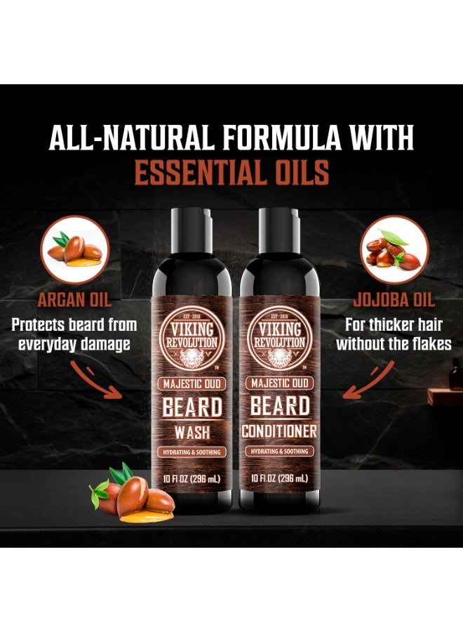 Viking Revolution Beard Wash and Beard Conditioner for Men with Argan Oil and Jojoba Oil - Beard Softener and Strengthener Beard Care Beard Shampoo and Conditioner with Beard Oil (10oz, Majestic Oud) - Image 3