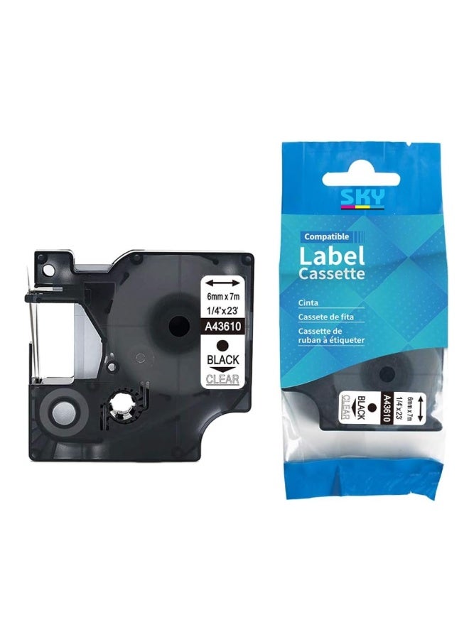 6mm Black on Clear D1 tape for Dymo LM 160 210D 500TS 280 360D PnP Label Makers