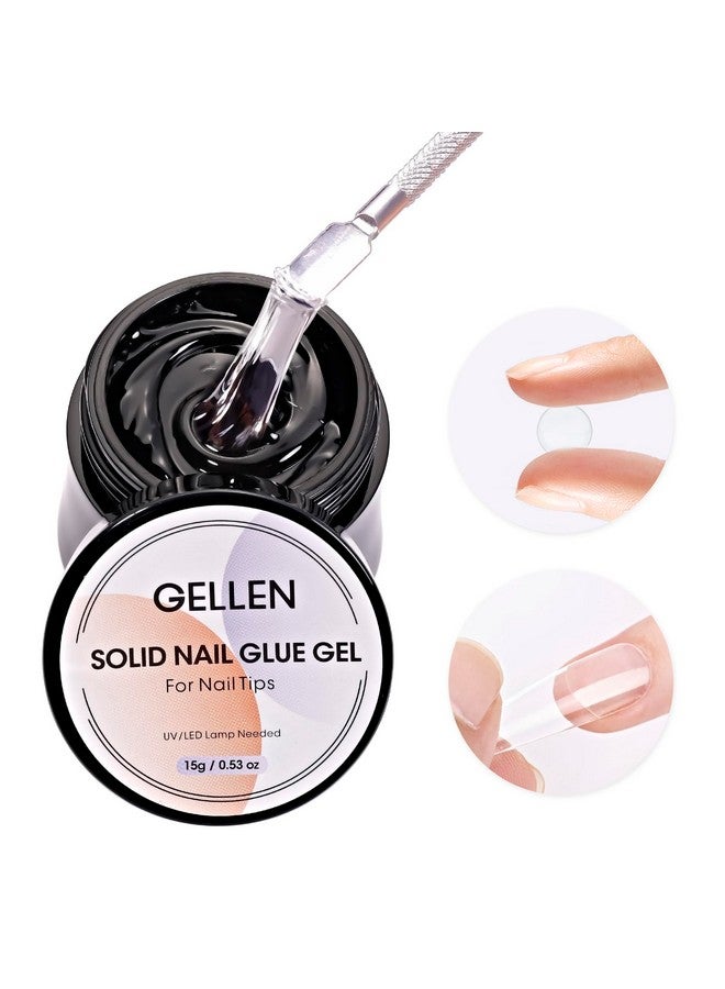 Gellen Solid Nail Glue Gel for False Nail Tips, Huge Capacity 15g Press on Nail Glue Solid Acrylic Nail Glue Gel for Salon Art DIY at Home, Need UV Light Cured - Image 1