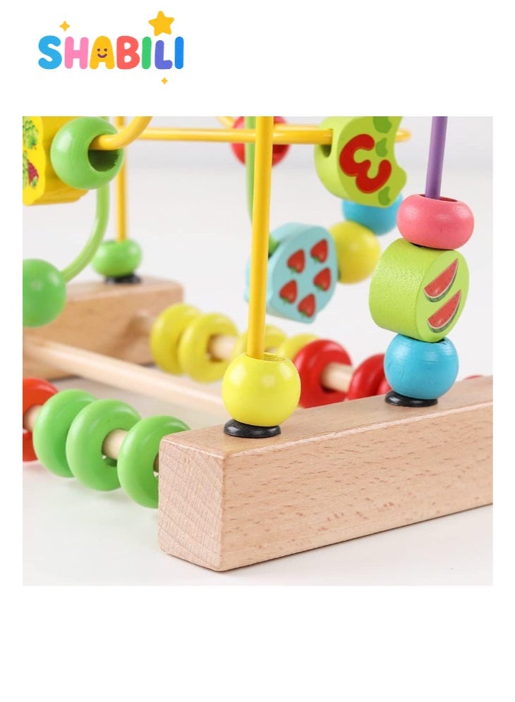 شبيلي متاهة خرز خشبية للأطفال +18 شهرًا، عدّاد مونتيسوري، خرز منزلق على أسلاك ملتوية مع قاعدة شفط، تعرّف على الألوان وتنمية المهارات الحركية الدقيقة، هدية تعليمية للأولاد والبنات - Image 4
