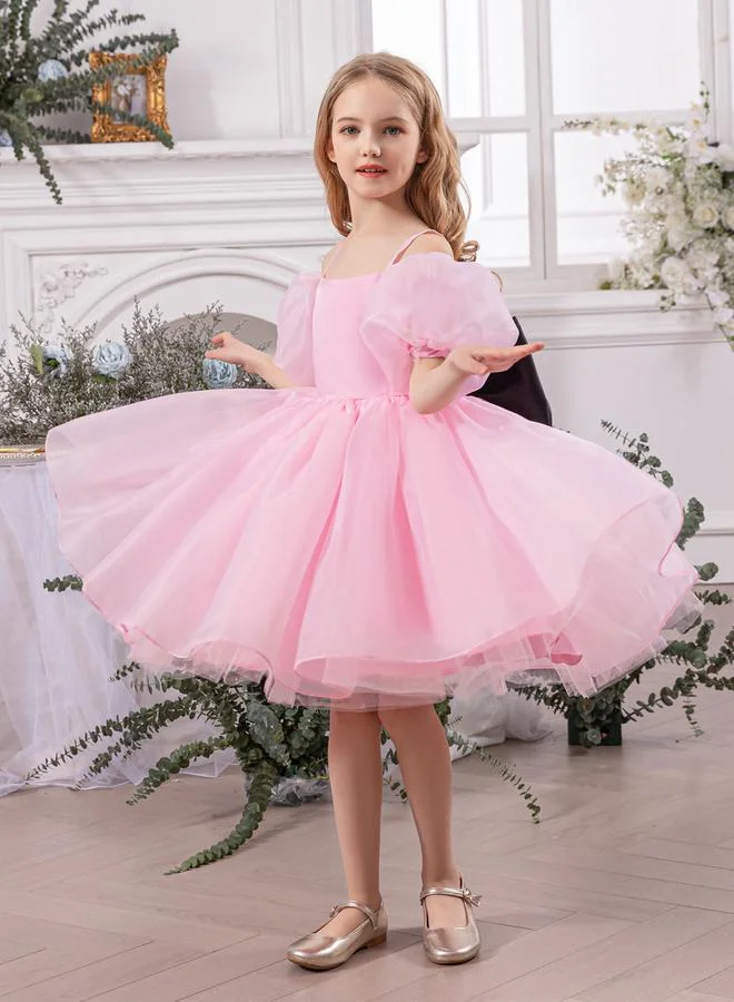 تايك تو فستان بناتي بفيونكة وحافة مكشكشة