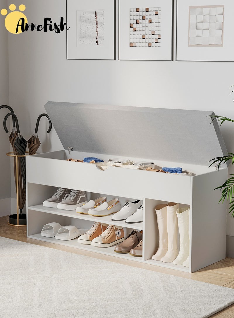 آن فش منظم أحذية بمدخل من مستويين مع درج ومقعد مبطن ووسادة لغرفة النوم والممر 100*30*44 سم - Image 1