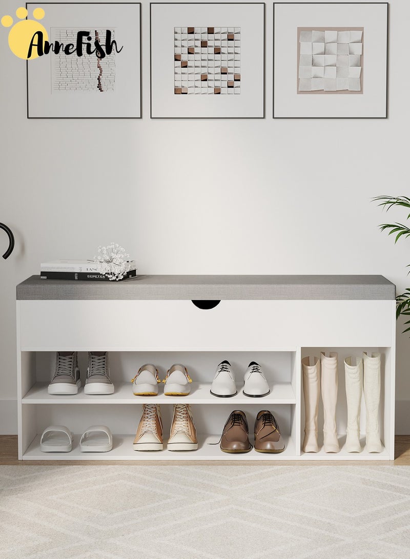 آن فش منظم أحذية بمدخل من مستويين مع درج ومقعد مبطن ووسادة لغرفة النوم والممر 100*30*44 سم - Image 2