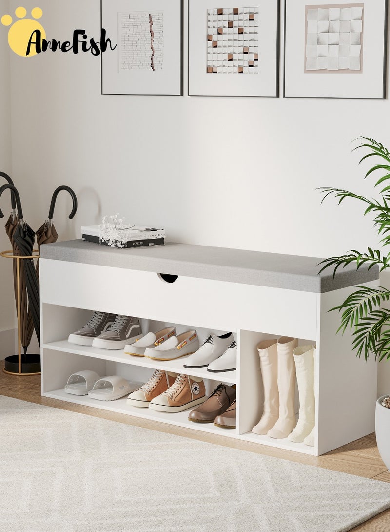 آن فش منظم أحذية بمدخل من مستويين مع درج ومقعد مبطن ووسادة لغرفة النوم والممر 100*30*44 سم - Image 3