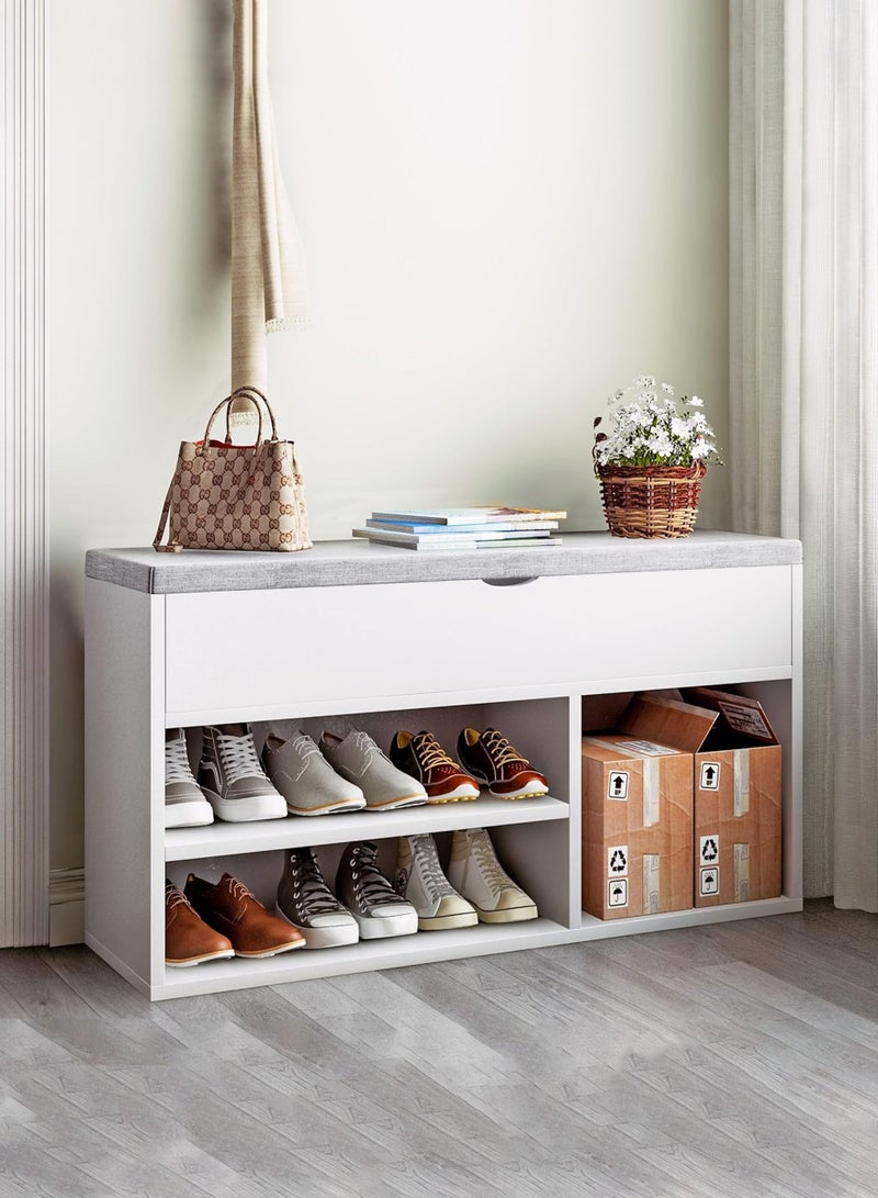 آن فش منظم أحذية بمدخل من مستويين مع درج ومقعد مبطن ووسادة لغرفة النوم والممر 100*30*44 سم - Image 4