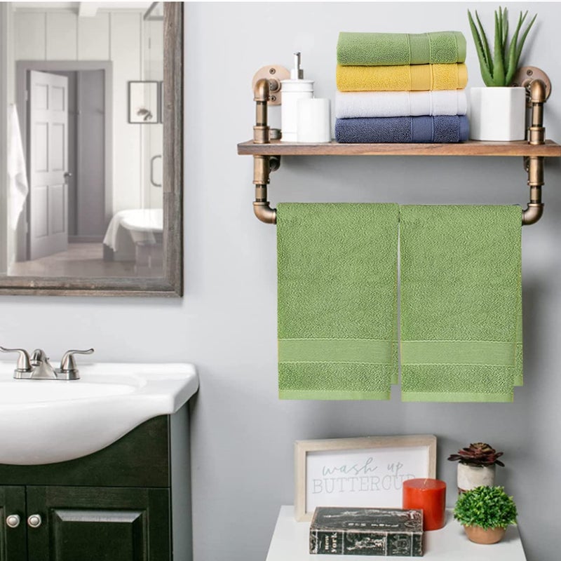 LRUUIDDE Bathroom Hand Towels 2 SetCotton Hand Towel for Bath Hand Face Kitchen Super Soft Highly Absorbent Machine Washable Size 14 x 30 Green