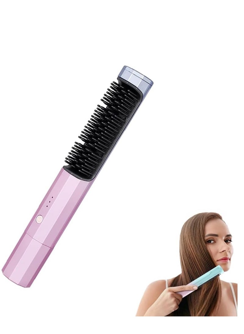 TravelPro Styler: Portable Cordless Hair Straightening Brush with Temperature Control, Anti-Scald, and USB-C Recharge – Effortless Hair Styling Anywhere - Image 1