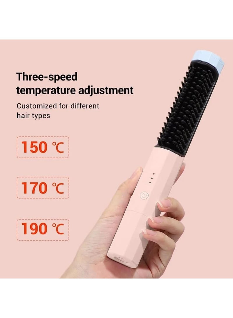 TravelPro Styler: Portable Cordless Hair Straightening Brush with Temperature Control, Anti-Scald, and USB-C Recharge – Effortless Hair Styling Anywhere - Image 2